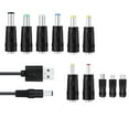 thumbnail image 1 of Universal USB to DC Power Cord - 8 Interchangeable Plugs, 1m Length, 5V Compatible - for Charging Multiple Devices Like Tablets, Phones, and Cameras, 1 of 8