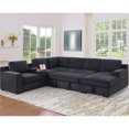 thumbnail image 6 of Hybition Chenille Sofa Modern Pullout Sofa bed 7 Seater Sectional Couch with Multifunctional Console & Storage Chaise-Color:Dark Grey, 6 of 8