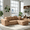 Brown, variant on Convertible Sleeper Sofa Bed, 89" L Shaped Sectional Couch with Pull Out Bed, Storage Chaise, Charging Ports & Flip Down Console, Compact Linen Sectional Sofa for Apartment Living Room, Navy Blue