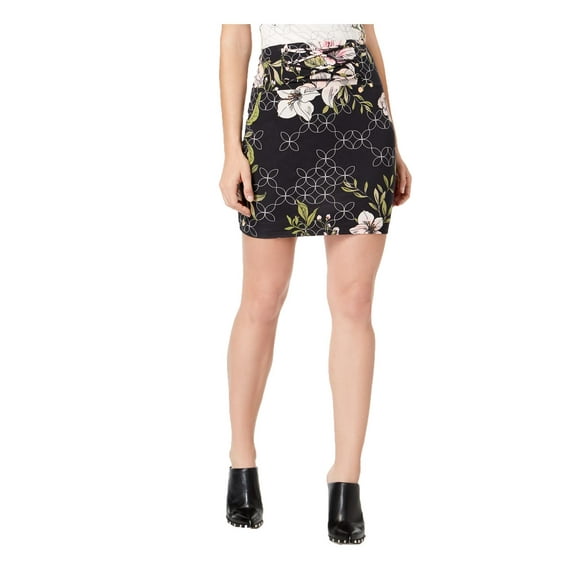 GUESS Womens Lace up Mini Skirt, Black, Medium