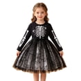 thumbnail image 3 of for Kids Skeleton Long Sleeve Tutu Tulle Dresses Dress up Clothes Girl Halloween 6-7 Years, 3 of 8