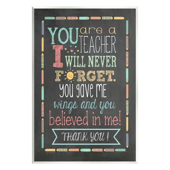 Stupell Teacher I'll Never Forget Phrase Inspirational Painting Wall Plaque Unframed Art Print Wall Art