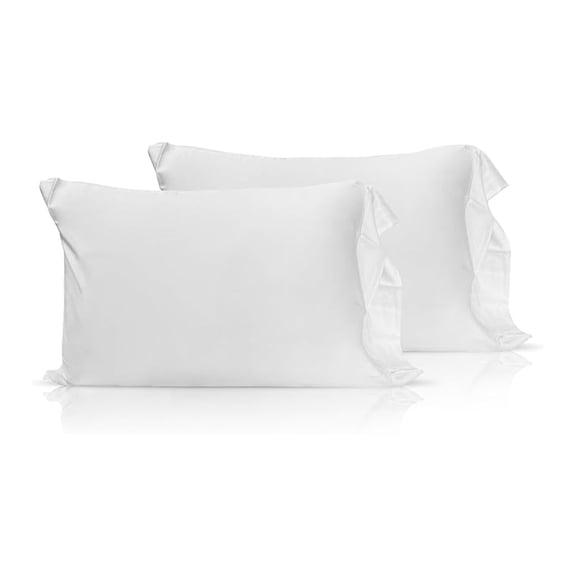Copper Ion Bamboo Pillowcases Queen 2-Pack - Cooling & Soft Rayon Pillow Cases - White (20x36) - Breathable Bedding for Hair & Skin