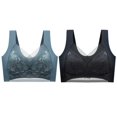 thumbnail image 1 of FhsagQ Bra Bras for Women Plus Size with Robe Women Full Lace Flower Seamless Backless Underwear Tank Waist Coat Bra Wrapped Bust 2 Pack Plus Size Bras for Women Bras for Women Set Cute Navy L, 1 of 7