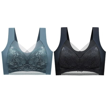 FhsagQ Bra Bras for Women Plus Size with Robe Women Full Lace Flower Seamless Backless Underwear Tank Waist Coat Bra Wrapped Bust 2 Pack Plus Size Bras for Women Bras for Women Set Cute Navy L