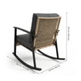 thumbnail image 3 of VICESIM 3 Piece Metal Rattan Outdoor Bistro Sets with 2 Rocking Chairs and 1 Coffee Table, Black/Beige, 3 of 8