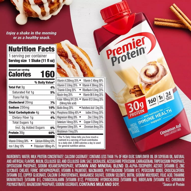 Premier Protein High Protein Shake Cinnamon Roll 11 Fl Oz 15pk