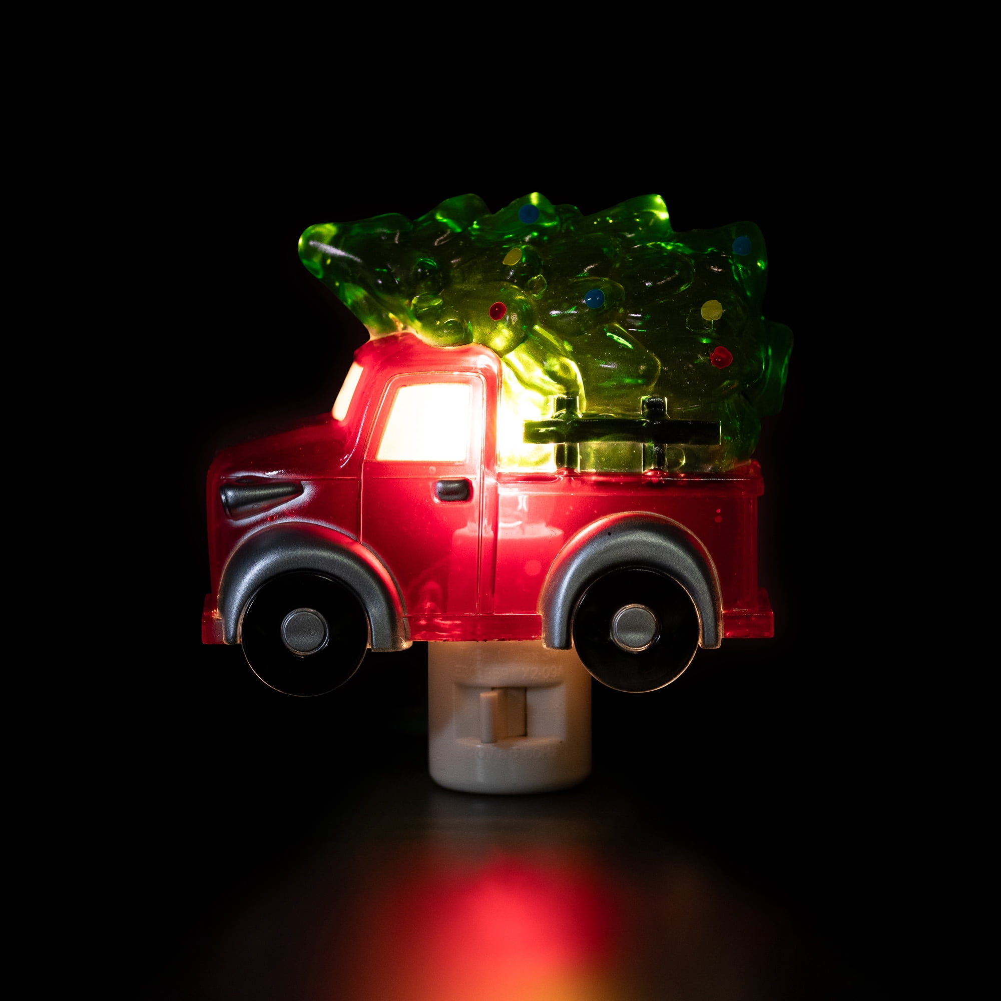 Vintage Pick-Up Truck with Tree Christmas Night Light - 4.5" - Red and Green