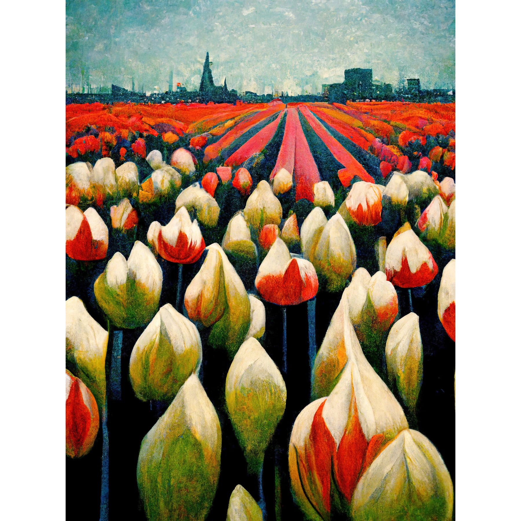 Tulip Fields Amsterdam Modern Unframed Wall Art Print Poster Home Decor ...