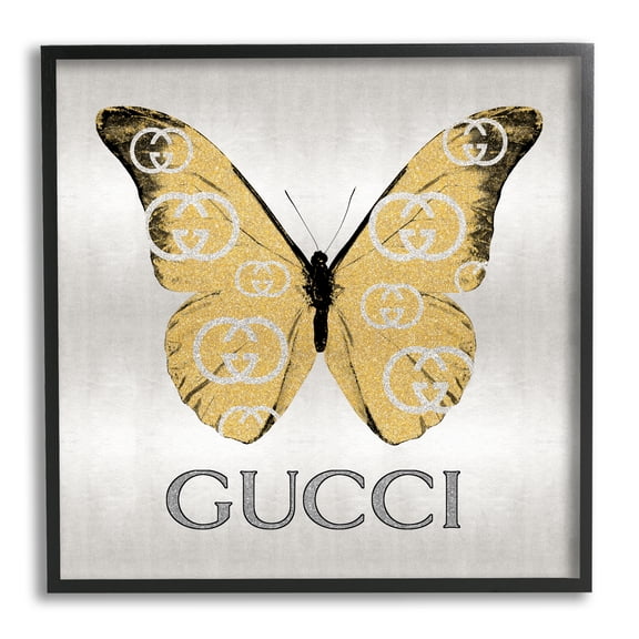 Stupell Industries Glam Brand Butterfly Animals & Insects Painting Black Framed Art Print Wall Art, 12 x 12