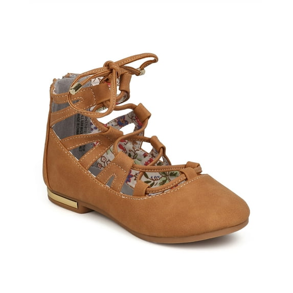 New Girl Little Angel Ashley-911D Nubuck Lace Up Ballet Flat