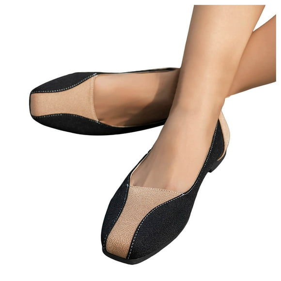 Dress Shoes for Women Fashion Leopard Leather Square Toe Ballet Flats Business Office Formal Slip on Dressy Loafers Ladies
