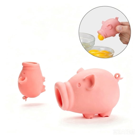 Egg Separator, Reusable Egg White Separator for Raw Eggs, Cute Pig Shape Yolk Separator, Portable Kitchen Gadget for Cooking and Baking
