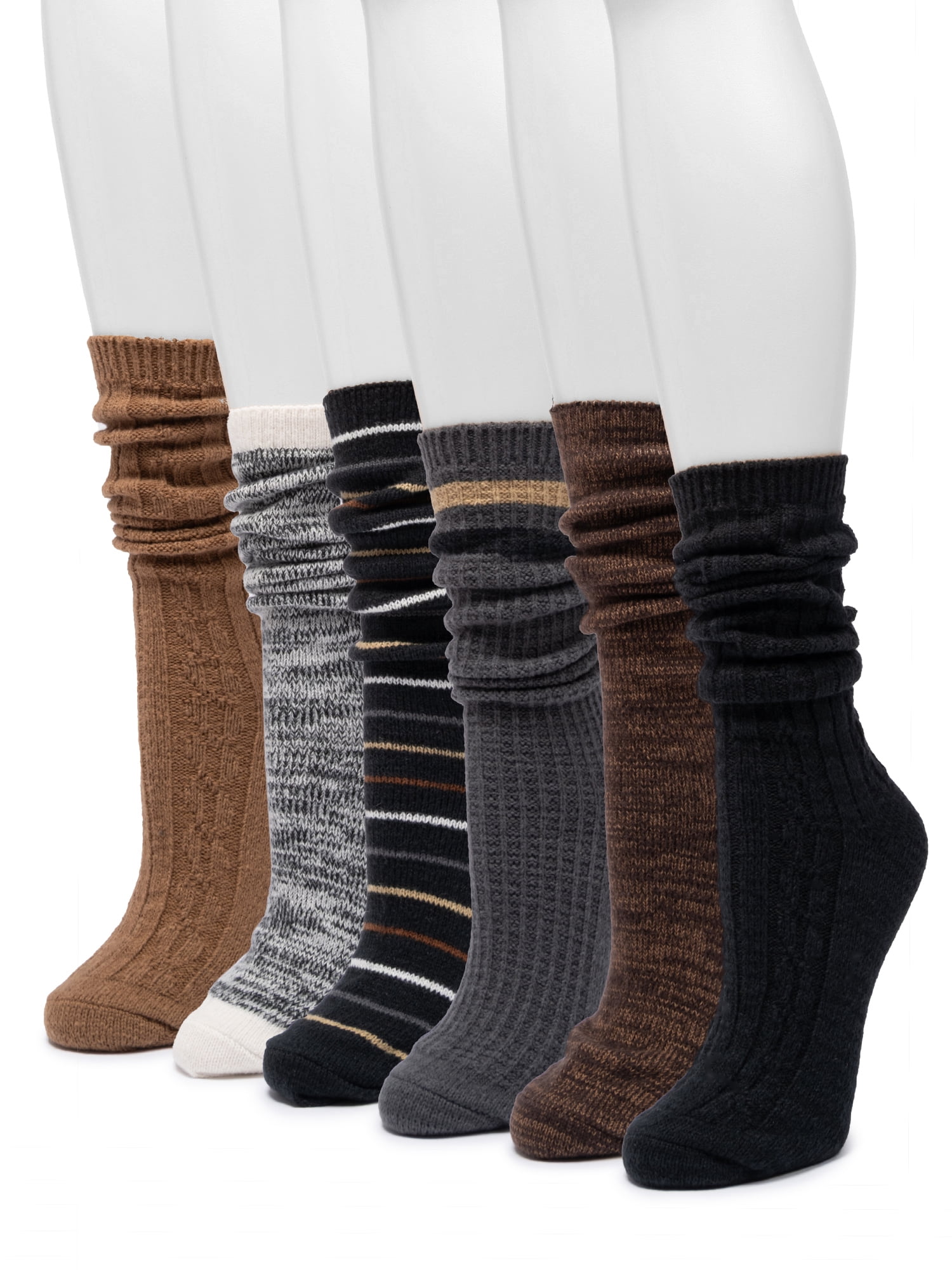 MUK LUKS Women's Fluffy Dream Tall Boot Socks, 6-Pack, OSFM