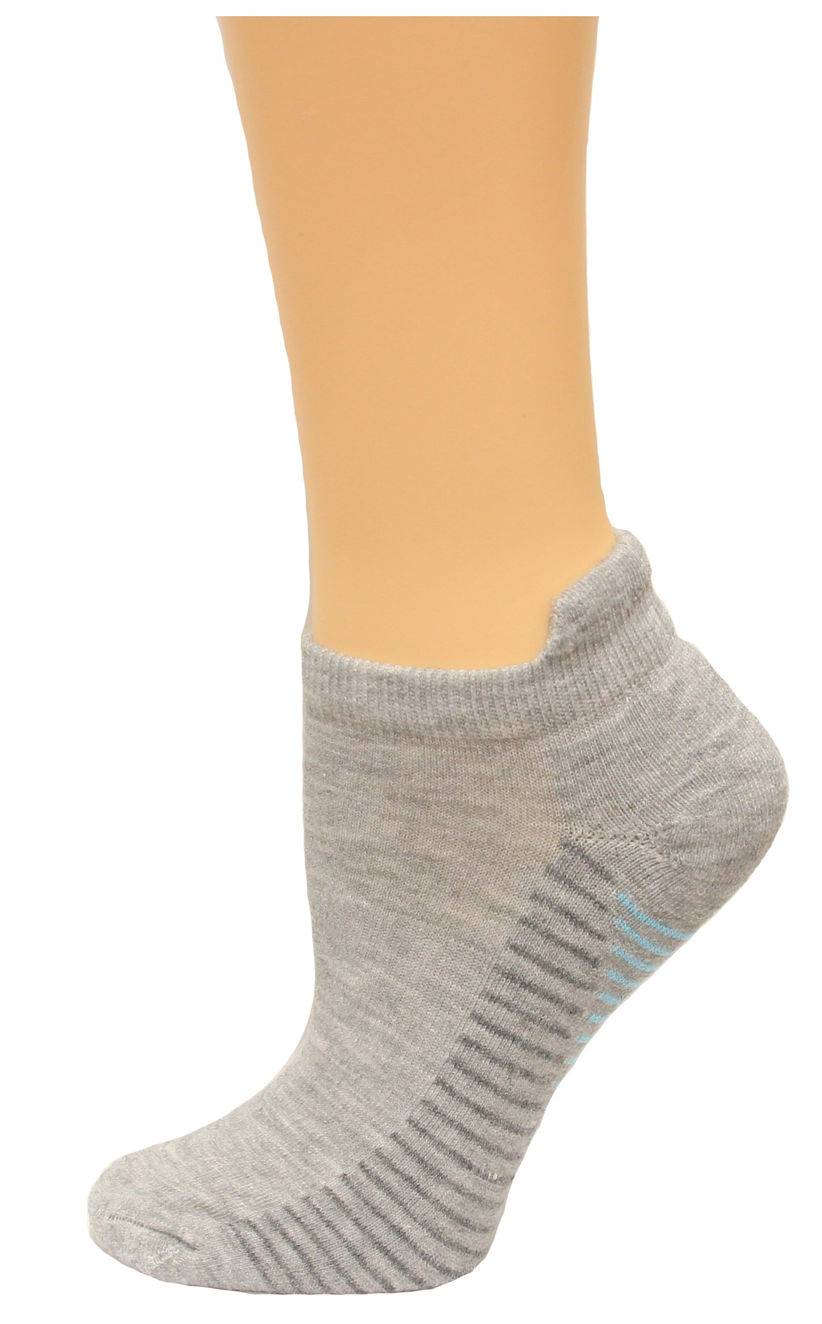 Carolina Ultimate Women's Tab Socks 3 Pair, Grey/Aqua Stripe, Women's 6