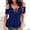 Dark Blue, variant on Women's Deep V-Neck Cold Shoulder Halter Lace Up Mini Tops Party Club Dress T-Shirts Black