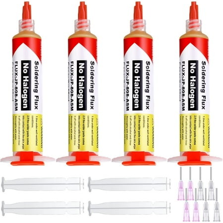 4 packs of 108341 no residue soldering flux, 10 soldering flux syringes for electronic soldering, rosin paste for electronic desoldering repair circuit boards electrical components