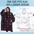 thumbnail image 4 of Oversized Wearable Blanket Hoodie,Dark Purple Sun Moon Star Pattern Sherpa Blanket Hoodie with Super Pockets,Super Warm Fuzzy Pullover for Women & Men, 4 of 6
