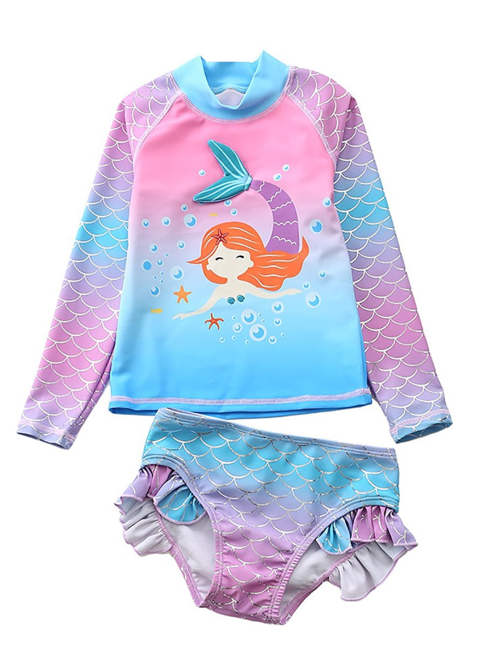 Actoyo Toddler Little Girls Mermaid Swimwear Rashguard Set Bathing suit ...