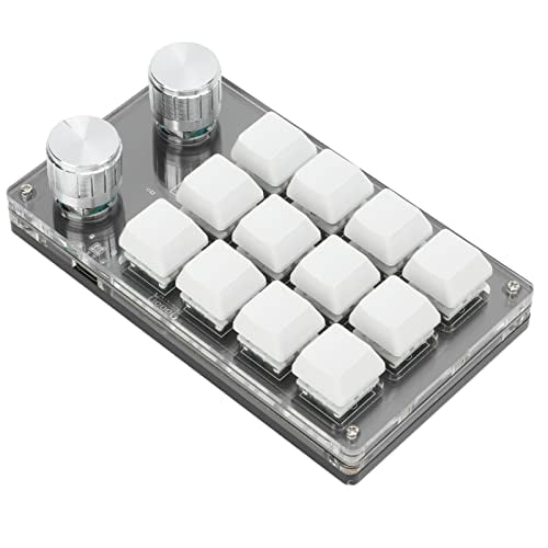 Macro Mechanical Keyboard 12 Key One Handed DIY Programmable Keypad with Knob for Office Gaming Black White