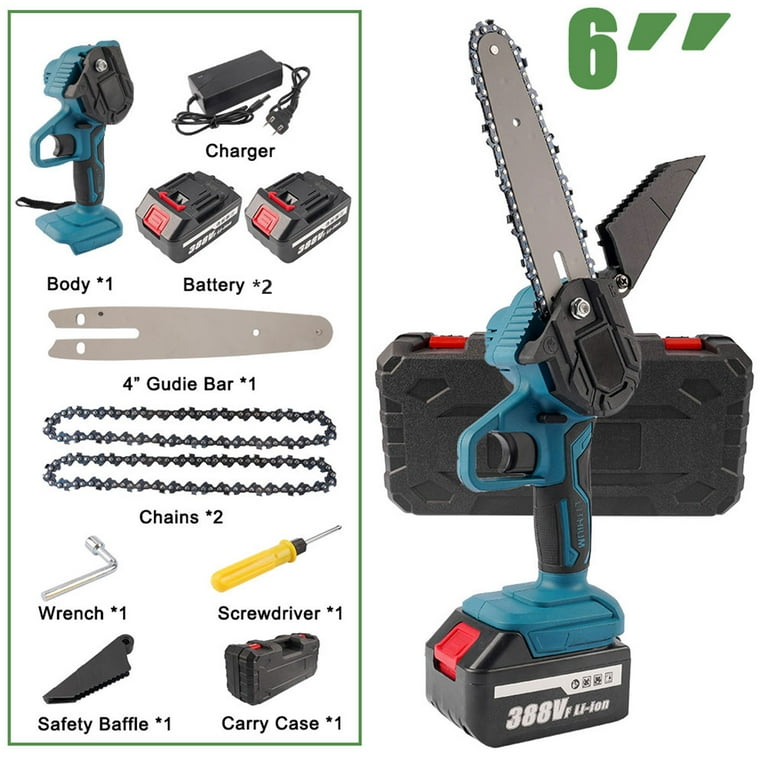 Aggxpf 6 Inch Mini Chainsaw Cordless Mini Saw with 2 Batteries