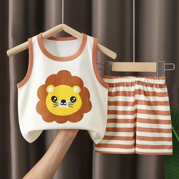 BXSRUTA Kids Toddler Summer Cotton 2 Piece Outfit Short Sleeve Round Neck T Shirt and Shorts Set for Boys Girls Loungewear
