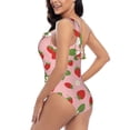 thumbnail image 5 of Yiaed Strawberries Print Women One Piece Swimsuits Tummy Control One Shoulder Bathing Suits Pattern Ruffle Swimwear-Small, 5 of 8