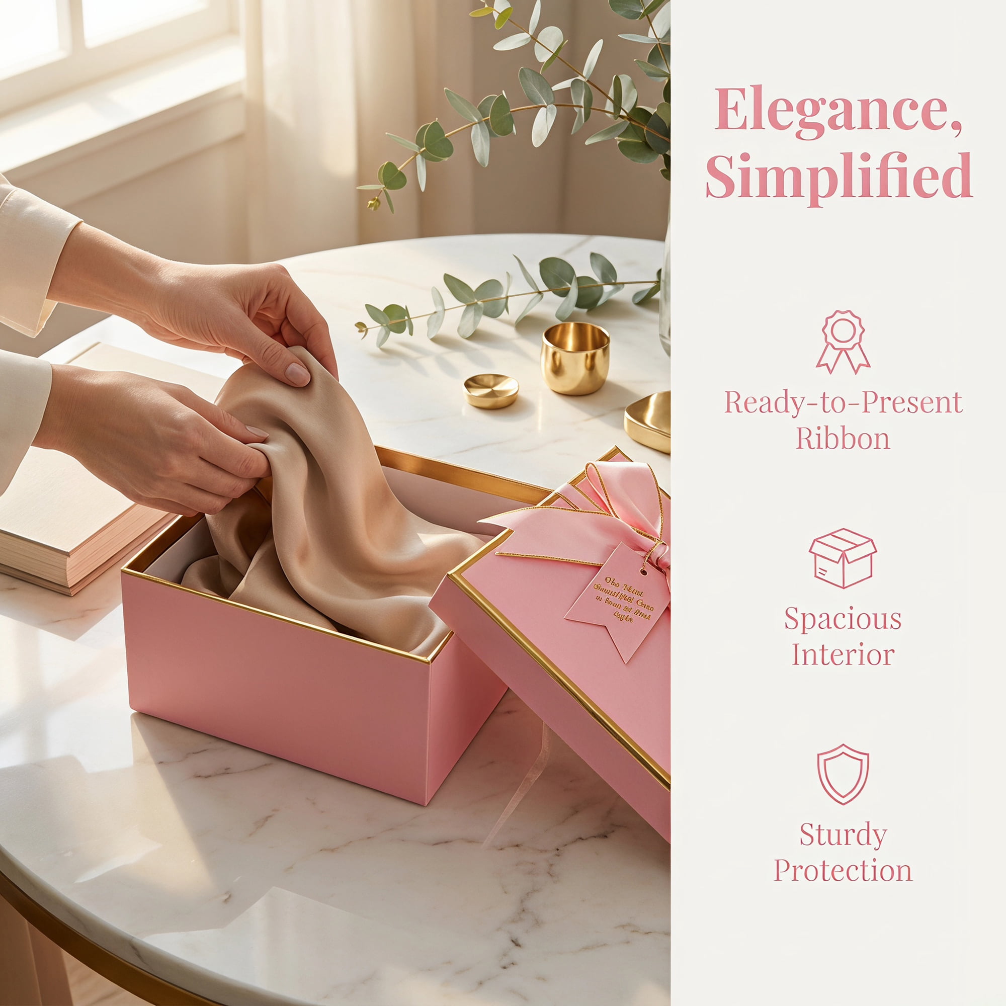Unique Bargains Luxury Gift Box with A Ribbon Bow for All Occasions 7.9"x 7.1" x 3.1"