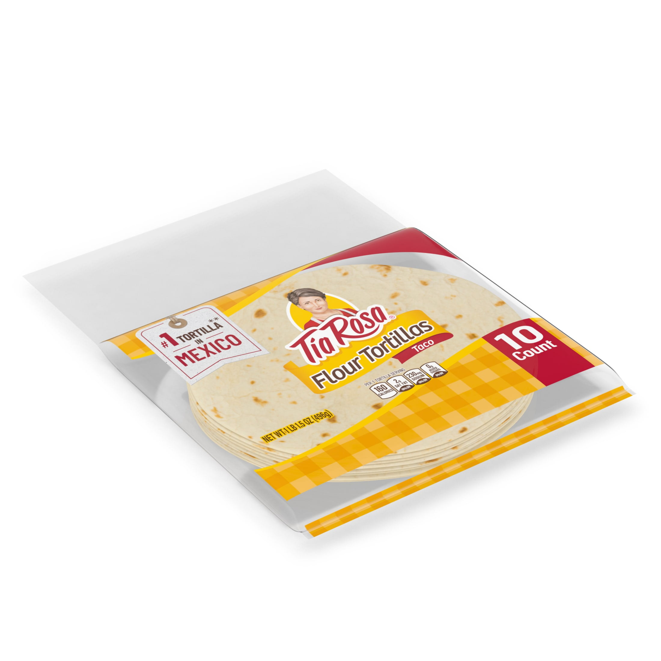 Tia Rosa Plain Flour Tortillas, 10 count, Tortillas, 17.5 oz Bag