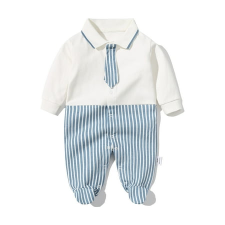 

WREESH Baby Boy Clothes 3-12 Romper Tuxedo Jumpsuit with Gentleman Bowtie Ideal for Parties Birthdays and Weddings Sky Blue