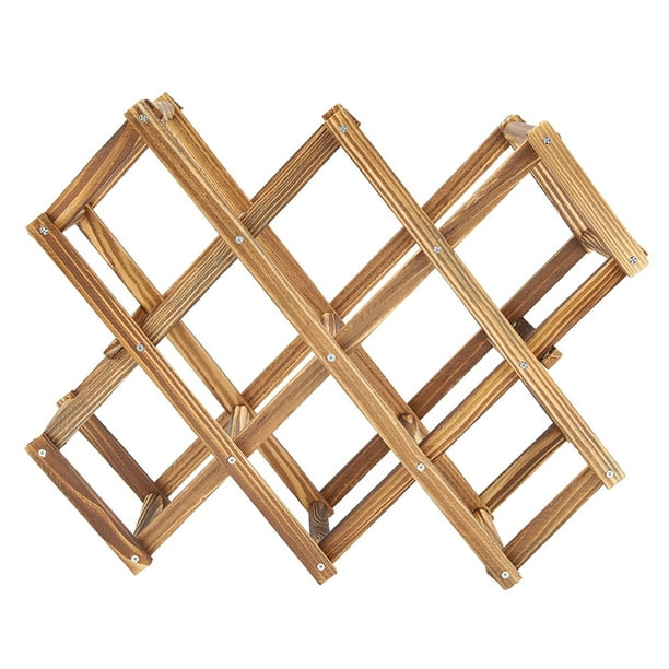 Estante organizador de vino de madera plegable con capacidad para 10 botellas