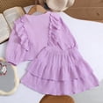 thumbnail image 4 of Cethrio Girls Summer Outfit Sets, Casual Long Sleeve 2 Piece Shirts and Skirts Sets Purple Size 2-3T, 4 of 8