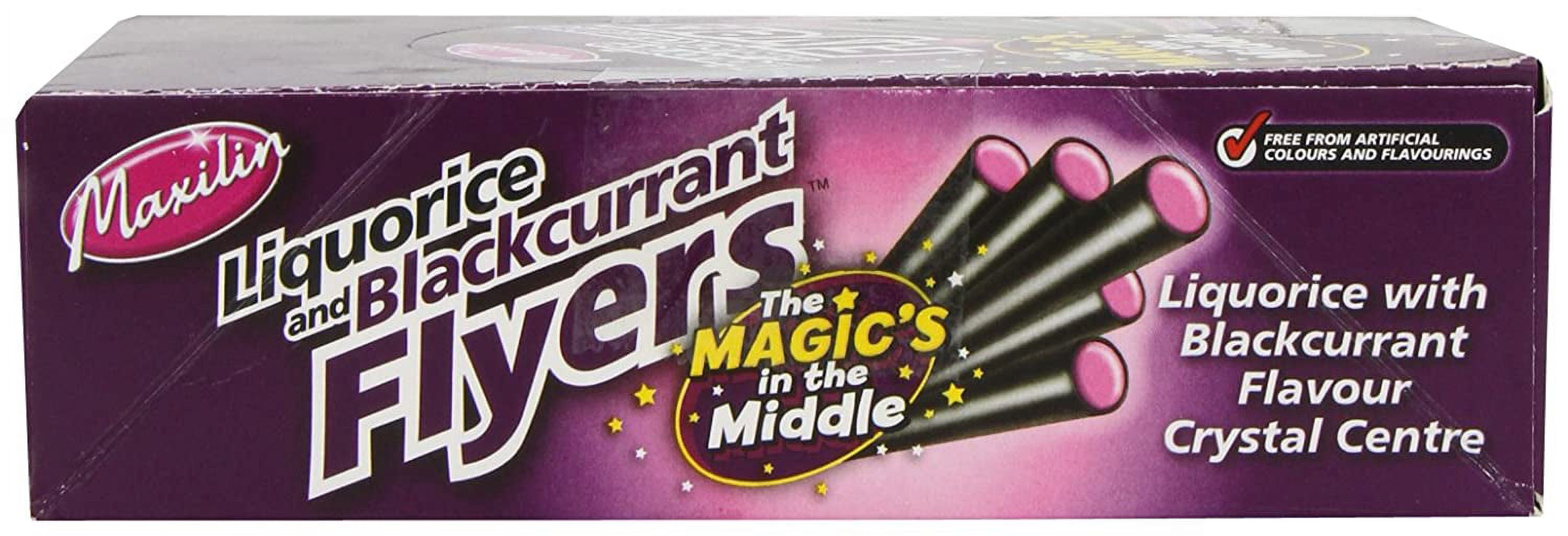 Maxilin-crawford Flyers Liquorice With Blackcurrant Crystal Centre 60 Pieces