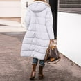 thumbnail image 3 of Dwralegc Womens Long Puffer Jacket Fashion Sherpa Jackets Oversized Reversible Padded Down Overcoats Shearling Fleece Jacket Puffer Outerwear with Hood Thick Coat White 2XL, 3 of 4