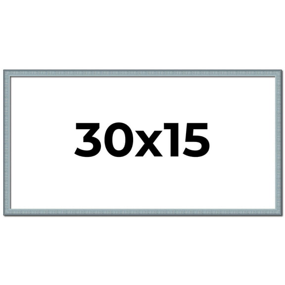 30x15 Frame Blue Scuffed Farm Board Solid Wood Picture Frame Width 0.75 Inches | Interior Depth 0.5