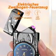 thumbnail image 2 of Electric Lighter with Clock YOZWOO USB Rechargeable Lighter with LED Light, Dual Arc Lighter with Power Display, Plasma Lighter for Candle, Dragon Pattern Cool Lighter Gifts(Black-Dolphin), 2 of 6
