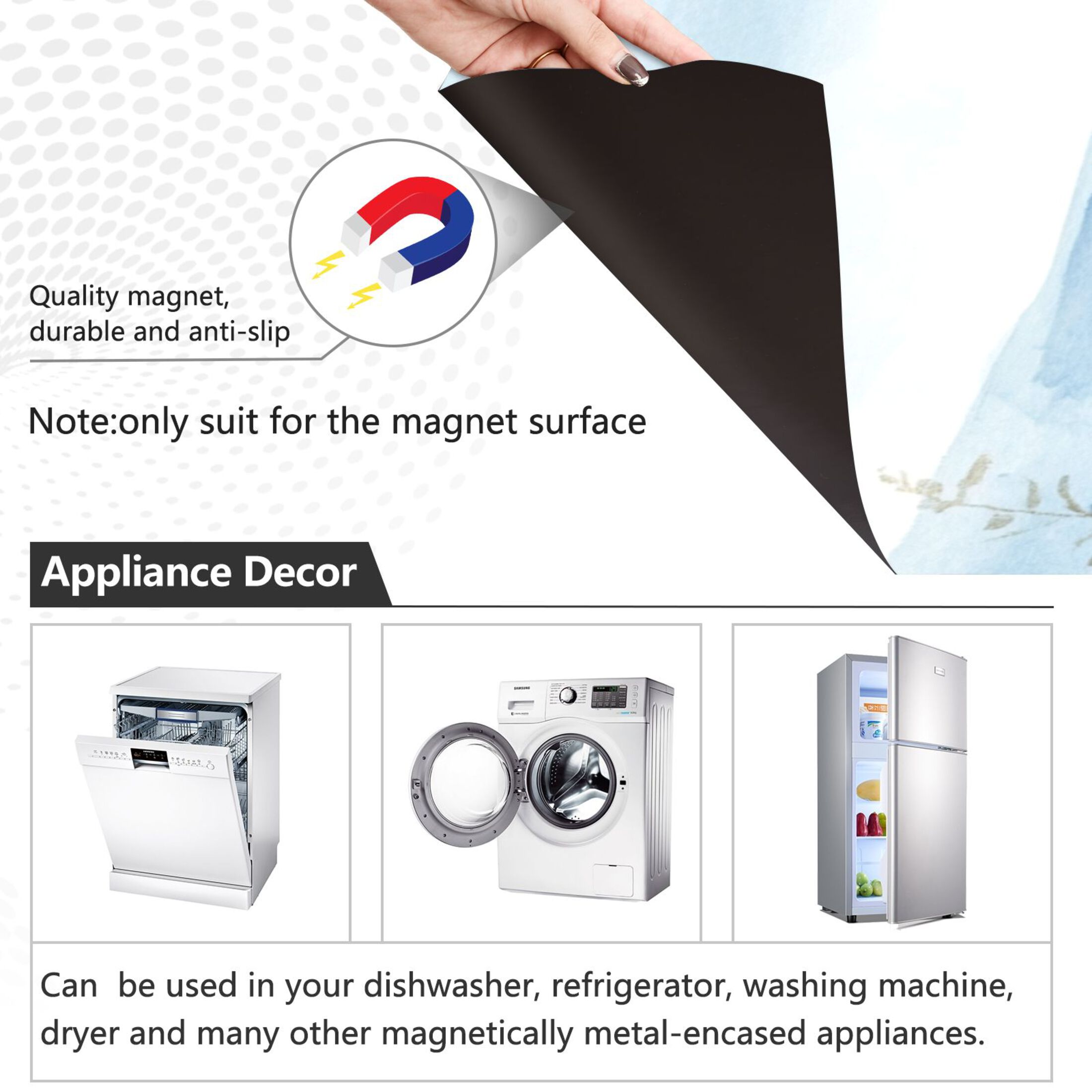 Dishwasher Magnetic Sticker 23x26 Inch Refrigerator Magnetic Sticker Washing Machine Magnetic Sticker Kitchen Panel Magnetic Sticker Home Decor Beautiful Blue Cartoon Flower