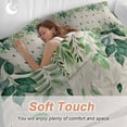 thumbnail image 4 of Green Leaf Bedding Duvet Cover Set Queen Size 4 Pieces Pastoral Plant Summer Leaf Vintage Linen Bedding Set with Zipper Closure, 1 Comforter Cover 90x92 Inches 1 Flat Sheet & 2 Pillow Cases, 4 of 7