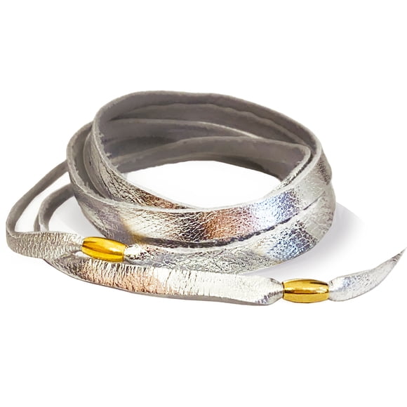 VANGANIA pulsera de piel unisex con baño de oro intención gratitud