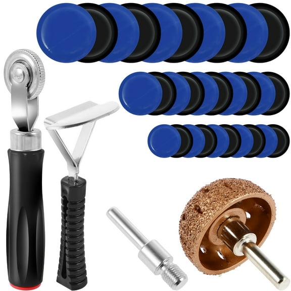 AEVXKHI 33PCS Tire Patch Kit, Tire Rubber Repair Patch Kit with Roller Scraper, Heavy Duty Tire Tube Patch Kit, Tire Repair Tools for Car Truck Tractor Off Road Bike