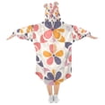 thumbnail image 2 of FORMRS Wearable Blanket Hoodie with Sleeves for Kids Cozy Flannel Sweatshirt, Purple Retro Flower, 2 of 7