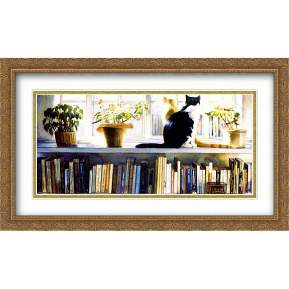 Bookends 2x Matted 40x24 Large Gold Ornate Framed Art Print by Steve Hanks