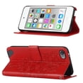 thumbnail image 4 of iPod Touch 7 Case,iPod Touch 6 Case, Embossed Butterfly PU Leather Credit Card Holder Slots Protection Kickstand Flip Shockproof TPU Phone Cover for Apple iPod Touch 5/6/7th Generation,Red, 4 of 7