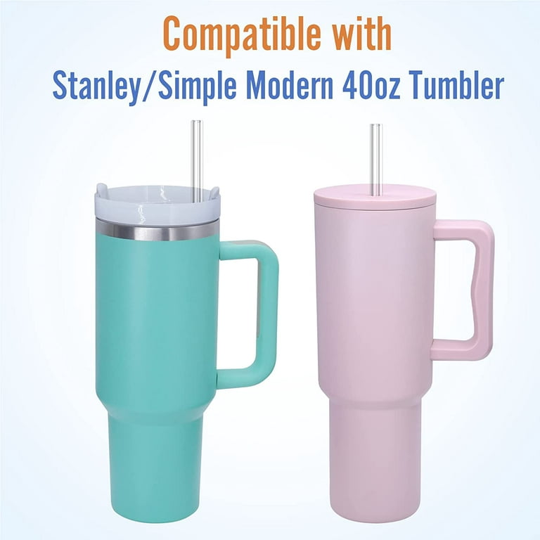 Silicone Replacement Straws for Stanley Cup,Reusable Straws Compatible 40  oz Stanley Tumbler,Long Straw with Cleaning Brush for Stanley Cup