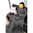 thumbnail image 3 of Lightweight Wearable Comforter/Blanket for Adult Women and Men, Super Soft Comfy Warm Plush Throw with Sleeves Wrap Robe - 6ft Size, Dark Grey, 3 of 6