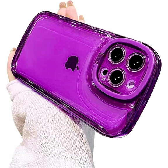 Compatible with iPhone 15 Pro Max Case with Clear Kickstand Creative Protective Design Case with Camera Holder for TPU Slim Shockproof Cool Phone Case for iPhone 15 Pro Max-Purple