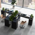 thumbnail image 3 of Demi Bonn 2-Drawer Home Office Desk with Steel Frame, Small Home Computer Desk Study Writing Table, Black, 3 of 10