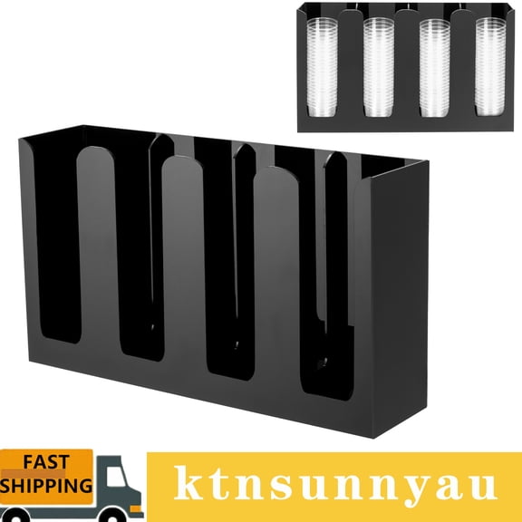 Cup Lid Black Holder Dispenser Office Organizer Cup Lid Organizer 4 Partitions
