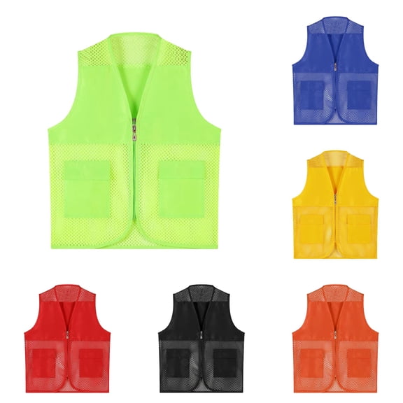 NinXxx Boys Mesh Breathable Fishing Vest with Pockets Travel Hiking Green 6-7 Years