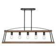 thumbnail image 3 of Golden Lighting Teagan 5-Light Linear Pendant in Natural Black with Rustic Oak Wood Accents, 3 of 6